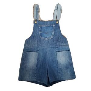 Reformation Vintage Reworked Levis Short Overalls Blue Zip Back Medium M
